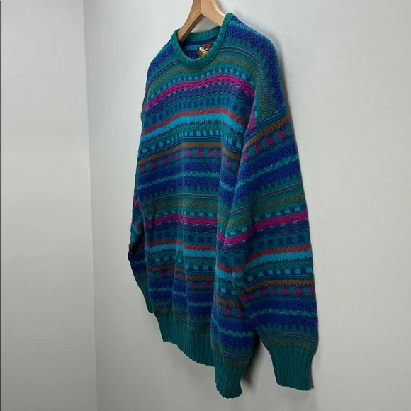 Vintage Alps Multicolor Knit Patterned Sweater Crew Neck Womens Medium Retro - Picture 5 of 8